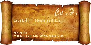 Csikó Henrietta névjegykártya